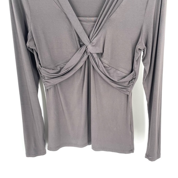 Boden GRAY Ponte Twist Front Jersey Long Sleeve VNeck Blouse Top - Picture 4 of 7